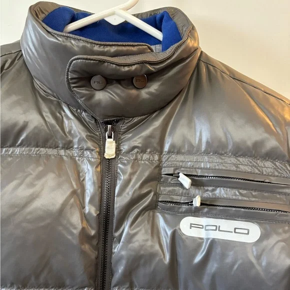 Polo Ralph Lauren Puffer Down Jacket Silver Gray Metallic Winter Women’s Size XL - Picture 2 of 11